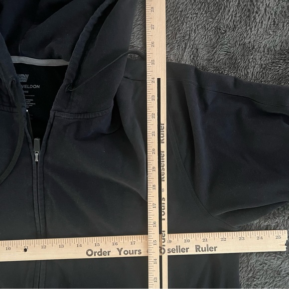 Mack Weldon Mens XL Full Zip Hooded Sweatshirt Hoodie Black Zip Pockets Cotton - Picture 5 of 6